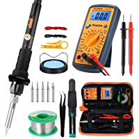 Kit de Soldador Eléctrico con Multímetro Digital-Preciva 60W Temperatura Ajustable Soldador Estaño-Soporte-50g Alambre…